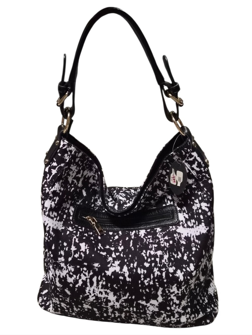 Tres Chic Black & White Print Hobo Shoulder Bag With Convertible Straps&Pouches - Picture 2 of 7